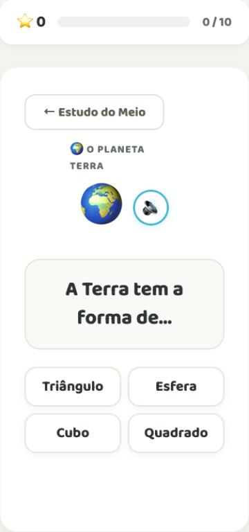Ecrã de um jogo com pontuação, barra de progresso e botão de leitura em voz alta